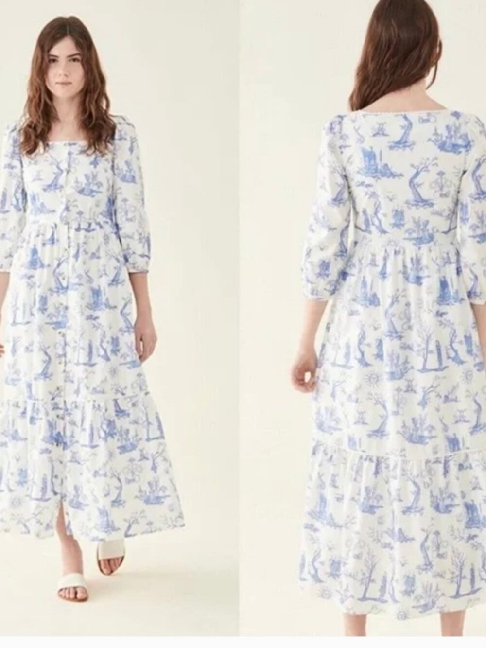 Meadows blue and white toile dress, excellent used condition, XS, US 2, pockets